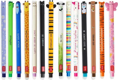 Produktbild von LEGAMI - 14er Set Gel-Radierstifte, Erasable Pen, Stifte mit radierbarer Tinte, Gelschreiber Radierbar ohne Blatt zu verbrauchen, 0,7 mm Spitze, verschiedene Tintenfarben und Tiermotive
