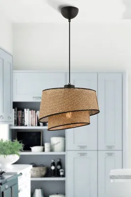 Immagine prodotto di Opviq, Barette Hazeran - Beige, Nero, Lampadario, Beige, STRUTTURA IN METALLO, 32 x 32 x 65 cm