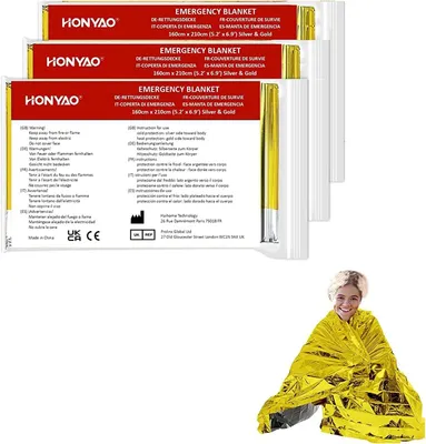 Obrázok produktu pre Záchranná deka 210×160 cm, Zlatá Strieborná, Vodotesná, Odolná proti roztrhnutiu, pre núdzové situácie