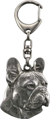 Zdjęcie produktu dla Buldog francuski I - posrebrzany brelok do kluczy z psem, ozdoba torebki, zawieszka do plecaka marki Art-Dog