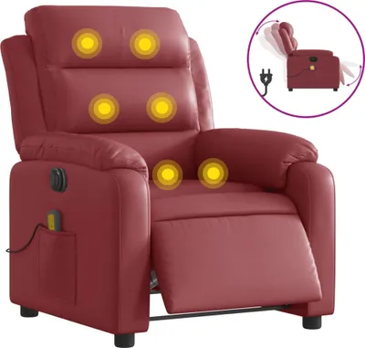 Produktbild von Massagesessel Elektrisch Weinrot Kunstleder