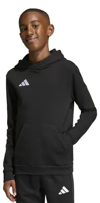 Image de Sweat à capuche adidas Entrada 26 pour enfants, unie, noir/blanc, taille 5-6 ans