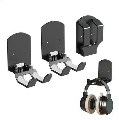 Productafbeelding van Headphonehouder, koptelefoonbevestiging, headsethouder, oortelefoonhanger, zwart, 3 stuks
