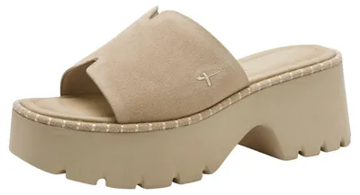 Productafbeelding van Tamaris dames muilen met hak, leer, beige, maat 41 EU