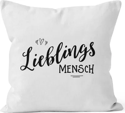 Produktbild von Kissenbezug Lieblingsmensch Geschenk Freundschaft Partner Freundin Moonworks® weiß 40cm x 40cm