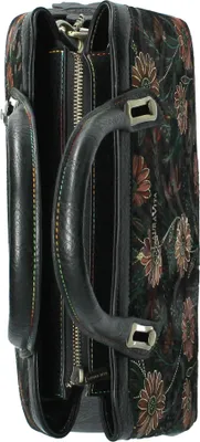 Produktbild von Laura Vita Damen Henkeltasche mit Blumenmuster und Umhängeriemen Aramis 05, Farbe:Schwarz