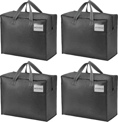 Productafbeelding van Heavy duty extra grote verhuiszakken voor kleding - Set van 4 - Donkergrijs - 50L-4 Pack - Modern design