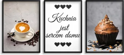 Obrázek produktu pro Sada 3 plakátů Obrázky do kuchyně Káva Kuchyňské plakáty Nápis Citát 50x70