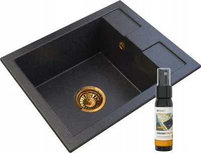 Produktbild von Granitan | Granitspüle - BEST - 1-Becken - mit Siphon - Schwarz - 50 x 40 cm - für Schränke ab 40 cm
