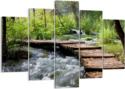Produktbild von Bild auf Leinwand - Leinwandbild - Park natur grün bäume - 150x100cm - Wand Bild - Wanddeko - Leinwanddruck - Bilder - Kunstdruck - Wanddekoration - Leinwand bilder - Wandkunst - EA150x100-0356
