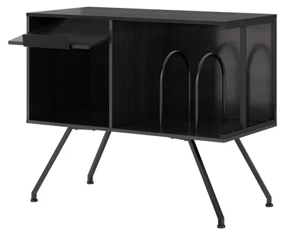 Produktbild von Plattenspieler-Schrank - Vinylplattenständer mit Aufbewahrung - MDF - Platz für über 150 Alben - Schwarz