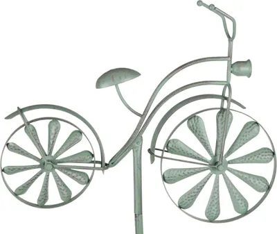 Produktbild von Gartenstecker Fahrrad Antik-Grün Windrad Windspiel Gartendeko Beetdeko Dekorad, Variante:Hochrad
