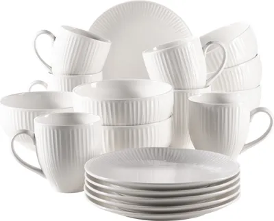 Produktbild von Mäser 931462 Frühstücksset Dalia für 6 Personen, Porzellan, weiß (1 Set, 18-teilig)