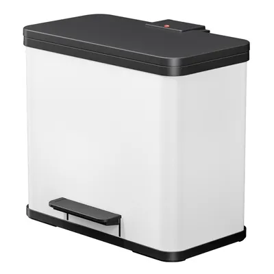Produktbild von Hailo Öko trio Plus L Tret-Mülltrenner - freistehender 3 x 9 Liter Dreifachmülleimer aus Stahlblech - Mülltrennsystem mit soft close Deckel - 3-fach Abfalltrenner für die Küche - Weiß