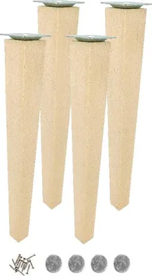 Produktbild von Buche-Beine 45 cm – Trapez, roh, mit Montageset