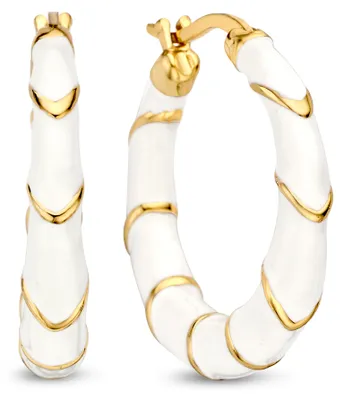 Produktbild von CO88 Collection Oorbellen Dames - Oorringen - Emaille - Wit - Ø24mm - Goudkleurig - 8CE-70541