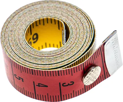 Produktbild von Schneidermaßband mit Druckknopf - 150 cm, 4-farbig, cm + Zoll Skala, flexibel