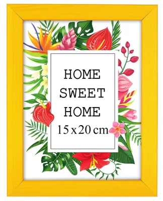 Obrázek produktu pro Rám na fotky MG Design, žlutý, 15 x 20 cm – vyrobený z pravého dřeva s akrylovým sklem, určený k zavěšení i k postavení, vhodný pro fotografie, plakáty a puzzle