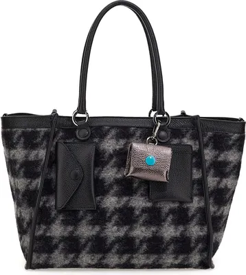 Produktbild von Gabs Schultertasche Umhängetasche Isabel Pied De Poule Ruga Shoulderbag Pied De Poule Grigio / Nero + Nero schwarz grau