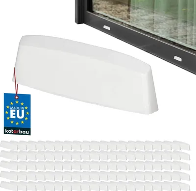 Produktbild von KOTARBAU® 100er Set Wasserschlitzkappen Fensterabflusslochkappen 45 mm ASA-Kunststoff Weiß Fensterentwässerung Entwässerung Fenster PVC Schutz Abdeckung