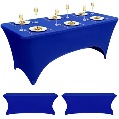Produktbild von Tischdecke, rechteckig, 2er-Pack – Waschbar – Elastisch – Polyester/Elasthan – Geeignet für Hochzeiten/Cocktailpartys – Erhältlich in verschiedenen Farben – Tischrock
