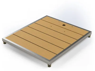 Produktbild von HAF Ideal Eichenwald WPC Bodenplatte 840x750 mm in Hellbraun | Rutschfeste, langlebige und wetterfeste Duschplattform für Solar Gartendusche von Ideal
