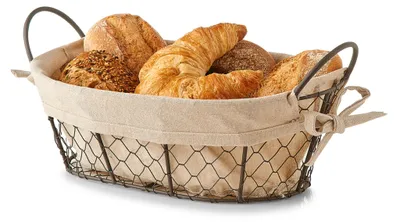 Produktbild von Brotkorb / Obstkorb mit waschbarem Stoffeinsatz, 30 x 21 x 11 cm