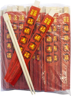 Produktbild von Bambus-Essstäbchen, rot (23 cm), 50 Paar pro Packung