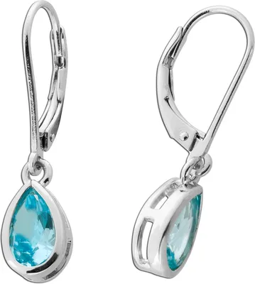 Produktbild von Blautopas Ohrhänger Silber 925 wasserblauer synthetischer Stein