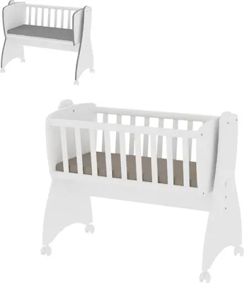 Produktbild von Lorelli Babywiege, Babyschaukel First Dreams 4 Räder, Bremsen, umbaubar in weiß