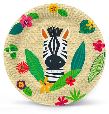Pappteller 10er-Set, 23 cm, bunt, Jungle Friends
