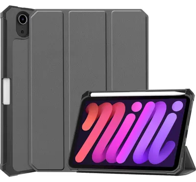 Produktbild von Mobigear Dreifach-Faltetui, stoßfest, für iPad Mini 6 (2021), Klapphülle mit Stifthalter - Grau