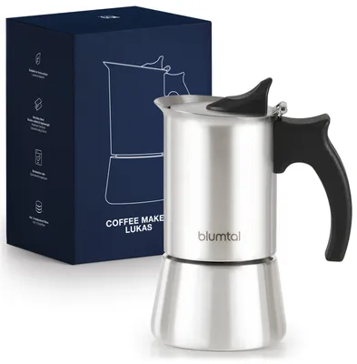 Produktbild von Blumtal Espressokocher Edelstahl - aluminiumfreie Mokkakanne Induktion