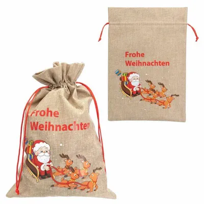 Produktbild von Weihnachtsgeschenksack Weihnachtsmann Schlitten 30x40cm