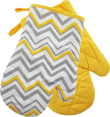 Produktbild von 1 paar Topflappen mit Bäckermotive 20 x 20 cm + 1 paar Backhandschuhe mit Bäcker schwarz 26 x 17 cm