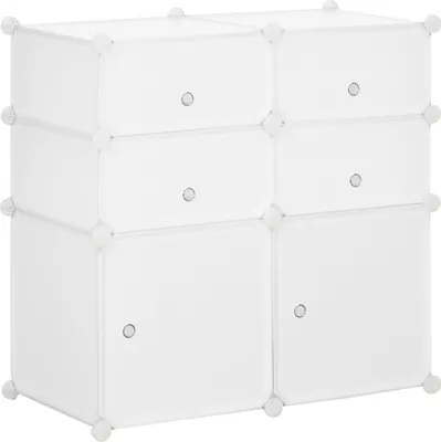 Produktbild von Fortuna Lai Schuhschrank Regal mit Aufbewahrungsboxen aus Kunststoff und Stahl, Weiß, 75x37x73cm, ideal für Ordnung im Flur
