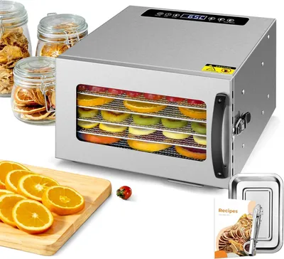 Image de Déshydrateur de fruits en acier inoxydable, 400W, avec 6 plateaux et température réglable de 30 à 90 °C