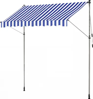 Produktbild von SONGMICS Klemmmarkise höhenverstellbar, Balkonmarkise mit Handkurbel, für Terrasse, Garten, 300 x 120 cm, blau-weiß