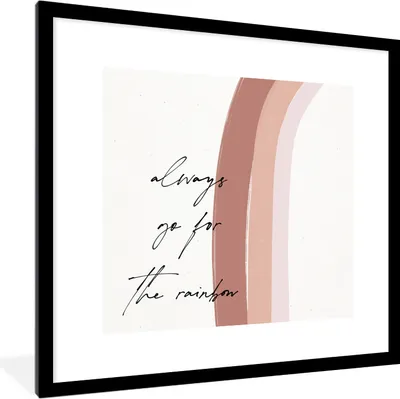 Produktbild von MuchoWow® Gerahmtes Poster Regenbogen - Immer auf den Regenbogen zugehen - Zitate - Text 40x40 cm - Poster mit Schwarzem Bilderrahmen Wandposter Rahmen Foto Bilder - Poster - Plakat im Rahmen