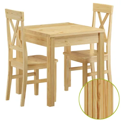 Produktbild von Stuhl- und Tischgruppe mit Esstisch und 2 Stühlen Kiefer Massivholz 90.70-50 C -Set 23