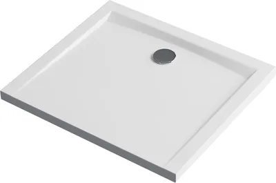 Zdjęcie produktu dla Elegancki niski brodzik prostokątny 100x80 cm w białym połysku, idealny do nowoczesnych łazienek