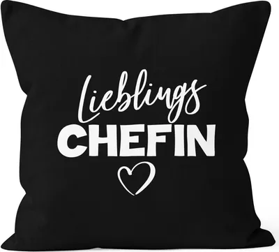 Produktbild von Lieblings-Chefin Kissen-Bezug Kissen-Hülle Deko-Kissen Baumwolle MoonWorks® schwarz unisize