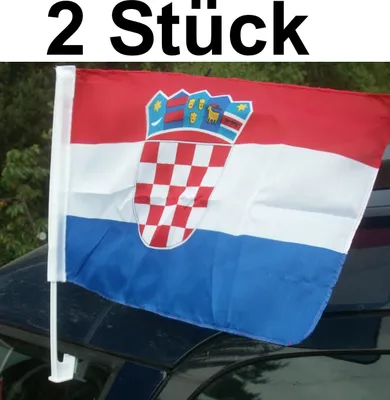 Produktbild von 2x AUTOFAHNE KROATIEN FLAGGE FUßBALL WM FAHNE AUTOFLAGGE HRVATSKA CROATIA