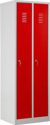 Produktbild von Gürkan Spind lichtgrau, feuerrot 103490, 2 Schließfächer 60,0 x 50,0 x 180,0 cm
