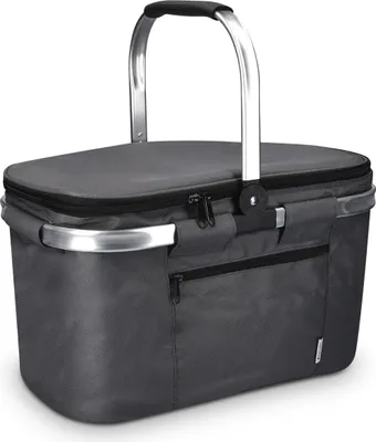 Produktbild von Navaris Thermo Einkaufskorb Kühltasche faltbar - 27L Kühlkorb Picknickkorb Isolier Korb - 43x26cm Einkaufstasche Coolerbag auslaufsicher in Grau