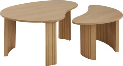 Produktbild von 2er-Set Couchtische in organischer Form mit Holzdekor – THÉA
