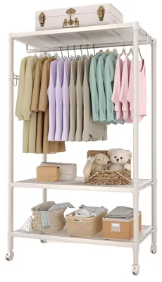 Image de Porte-vêtements, modèle robuste, étagères réglables, gris clair