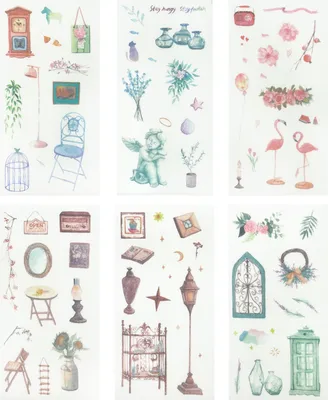 Produktbild von Oblique Unique 6 Bögen Vintage Sticker Matt Blumen Pflanzen Wohnaccessoires Dekoration Scrapbooking Kinder Basteln