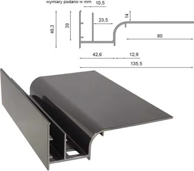 Obrázok produktu pre Renoplast hliníkový okapový profil W10 vetrací podlaha, profil 200cm, šedá