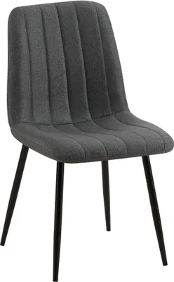 Produktbild von CLP Esszimmerstuhl gepolstert Dijon, mit Ziernähten & Bodenschonern dunkelgrau Material Stoff